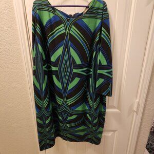 Taylor Woman Green & Blue 70s Dress
